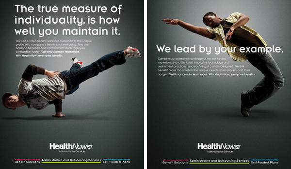 Health Now Print & Internet Ads. Models Provided By Mary Therese Friel, LLC: Jacob Blish & L. Rashad Atkins. Photography by Walter Colley.